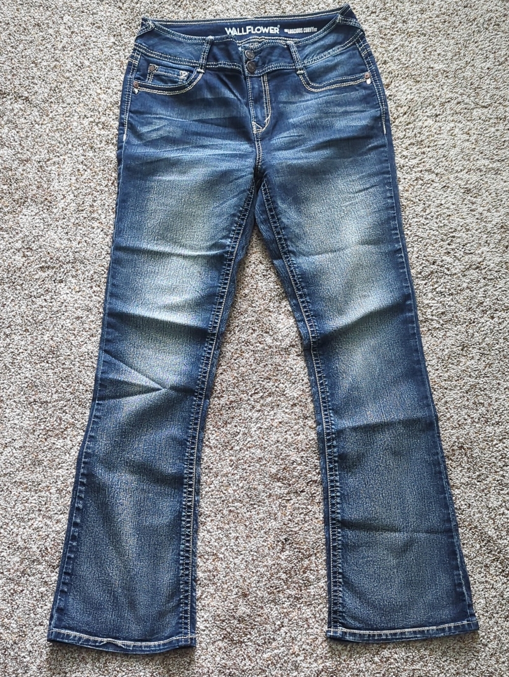 Wallflower Womens Dark Blue Bootcut Jeans